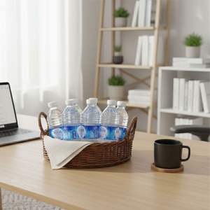 Cesta Ovalada de Mimbre Artesanal con Agua Mineral - Product Image 4