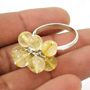 ¡Caliente! Anillo de Moda con Múltiples Piedras Preciosas, Anillo Bohemio con Cuentas de Citrino Natural, Hecho a Mano con Plata de Ley 925 - Product Image 2