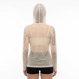 Hoodie en maille transparente tendance pour femme, haut sexy à manches longues, 100 % polyester, idéal pour l'été, hoodies transparents sexy - Product Image 2