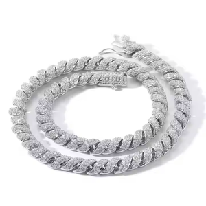 925 Silver Moissanite <b>Rope</b> <b>Chain</b> Necklace Hiphop Style Men's Everyday Wear Micro Insert Design - Product Image 3