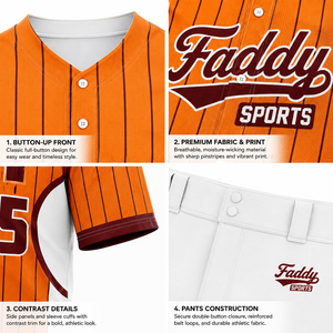 Ensemble d'uniformes de baseball sublimés personnalisés de haute qualité, maillot de baseball à rayures fines entièrement boutonné avec pantalon, vêtements de sport pour équipes masculines - Product Image 4