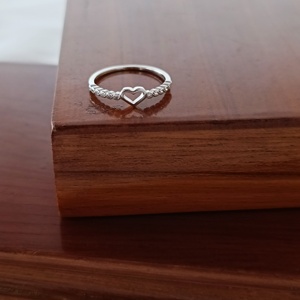 Namivaa 925 Sterling <b>Silver</b> Heart Charm Cubic Zirconia Micro-Insert Band <b>Ring</b> Women Minimalist Romantic Wedding Promise Gift - Product Image 3