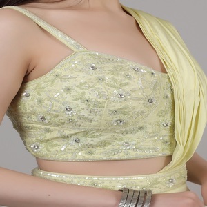 Elegante Saree de Diseño para Mujer, Listo para Usar, para Fiestas, con Cuentas, Lentejuelas y Pedrería - Product Image 5