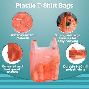 ถุงใส่เสื้อยืดสีส้มแพ็ค1000แบบบางเฉียบถุงโพลีเอทิลีนทึบแสงหนา0.65มิลสำหรับซื้อของชำ - Product Image 5
