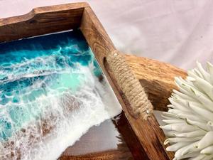 Handmade <b>Wooden</b> <b>Tray</b> with Colorful Resin Inlay for Decorative Serving and Gift Purposes Storage <b>Trays</b> - Product Image 2