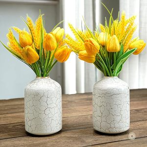 Maceta metálica con acabado craquelado de 6.2 pulgadas de alto, estilo minimalista para decoración del hogar. - Product Image 5