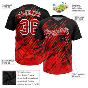 Camiseta de Béisbol Personalizada con Rayas Rojas, Sublimada con el Logotipo de tu Equipo, para Hombre, Manga Corta, Absorbe la Humedad, Corte Regular, para Softbol - Product Image 6