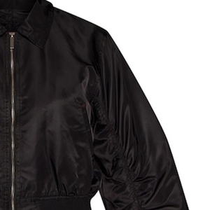 Chaqueta Bomber Negra de Seda/Algodón, Unisex, Estilo Urbano, Grosor Estándar, Tejido Resistente al Agua, Mangas Fruncidas, Frente Moderno - Product Image 3