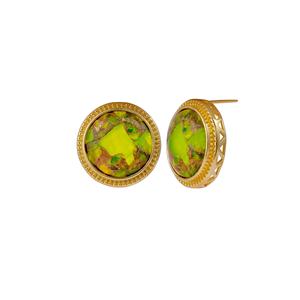 ต่างหูสตั๊ดป้องกันการเสื่อมเสียของผู้หญิงอินเทรนด์หยกเพอริโดทโมแฮนเมดและทองเหลืองชุบทองทำด้วยมือ - Product Image 1