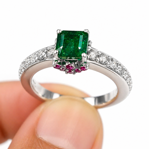 <b>Emerald</b> with Diamond Cut Gemstone <b>Ring</b> 925 Sterling <b>Silver</b> <b>Ring</b> Wholesale Natural <b>Emerald</b> Stone <b>Silver</b> <b>Ring</b> Jewelry Gift - Product Image 2
