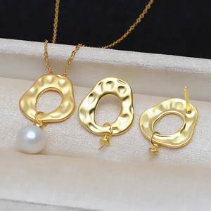 S925 Silver Baroque <b>Earring</b> Pendant <b>Set</b> Frosted Women's <b>Necklace</b> with DIY Deformed <b>Pearl</b> Accessory 3923 - Product Image 5