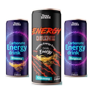 Bebida Energética de Ginseng y Taurina de Marca Privada, Sabor Natural a Fruta de Ginseng, Baja en Azúcar, Baja en Carbohidratos, Baja en Grasas, Lata de Aluminio - Product Image 1