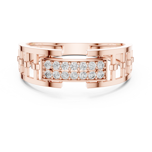 Anillo REGAL LINKAGE con Diamante Cultivado en Laboratorio, Corte Redondo, en Oro Blanco de 18 Quilates con Baño de Rodio, Estilo Minimalista con Piedras Laterales para Hombre - Product Image 5