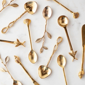 Luxury Gold Bee & Leaf Stainless Steel Spoon <b>Set</b> Flatware <b>Set</b> Mirror Polish <b>Cutlery</b> <b>Set</b> <b>Reusable</b> Wedding Party Tableware - Product Image 6