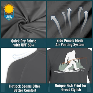 เสื้อฮู้ดดี้กันรังสียูวี UPF 50+ แบบยูนิเซ็กซ์ ระบายอากาศได้ดี กันน้ำ แห้งเร็ว แขนยาว เหมาะสำหรับตกปลา - Product Image 4
