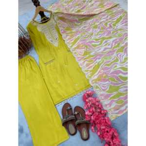 Top Plazzo y Dupatta de fiesta para mujer de diseñador para ocasiones elegantes - Product Image 3