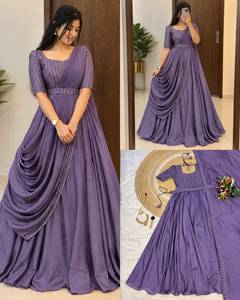 Conjunto de Lehenga Choli de Seda Vichitra Premium para Mujer, Largo hasta el Suelo, con Lentejuelas y Cuentas |   Cinturón Bordado Dupatta de Secado Rápido - Product Image 6