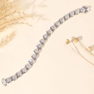 Lab Grown Diamond Heart Tennis Bracelet Heart Shape Diamond Bracelet White Gold Romantic Jewelry Anniversary <b>Gift</b> for Women - Product Image 4