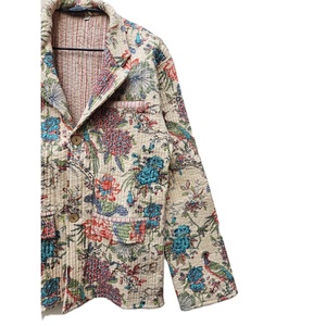 Blazer matelassé en coton vintage fait main, patchwork indien, unisexe, vêtement d'extérieur écologique, réversible, style bohème chic, design unique à rayures - Product Image 3