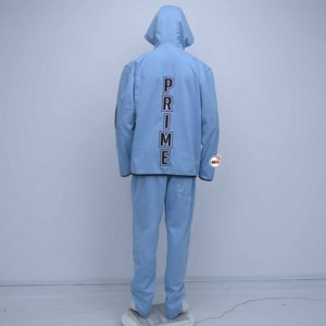 Light Blue Hooded Tracksuit Full Sleeve Solid Color Casual Winter Wear Regular Fit Side Pockets Drawstring Closure Windproof - Product Image 2