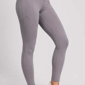 High Waist <b>Seamless</b> <b>Leggings</b> Full Length Solid Gray Sporty Stretch Breathable Compression Quick Dry Women's <b>Leggings</b> - Product Image 2