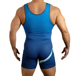 Combinaison de lutte bleue, justaucorps une pièce pour la boxe, la musculation, le fitness, la force athlétique et la course à pied - Product Image 4