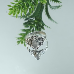 Bague en argent sterling 925 avec quartz rose naturel, faite à la main, style bohème, pierre marquise, design spirale vintage, bijoux pour femmes, cadeau de Noël pour elle - Product Image 6