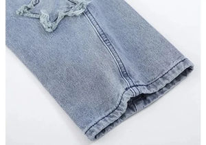 High Quality Men's Clothing Distressed Embroidery <b>Jeans</b> Pants Best Edition Professional Design <b>Button</b> Closure Denim Pants - Product Image 5