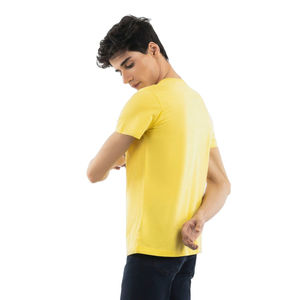 Camiseta Básica de Manga Corta con Cuello Redondo para Hombre, 100% Algodón, Corte Regular, Antiarrugas, Transpirable, Ecológica, Color Amarillo, Estilo Urbano - Product Image 6