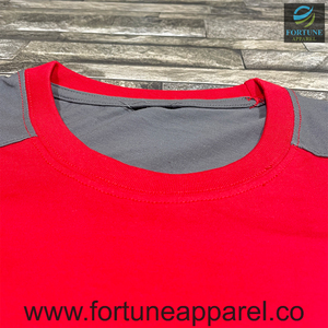 T-shirt à manches courtes rouge pour homme Fortune Apparel, col rond, séchage rapide, tricoté, 100% coton, coupe décontractée, écologique, 220g, uni - Product Image 5