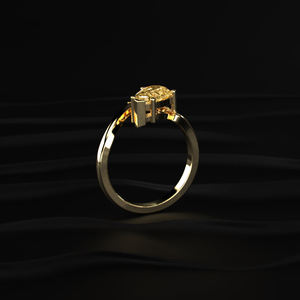 Anillo de compromiso único de moissanita amarilla en forma de pera de 2 quilates, oro de 18 quilates y platino, estilo diamante amarillo hecho a mano para mujer - Product Image 3
