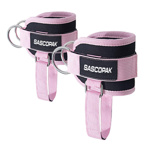 Sangle de cheville rembourrée en néoprène avec boucle réglable, double anneaux en D, personnalisable avec votre logo et couleur, pour fixation sur machine à câble - Product Image 3