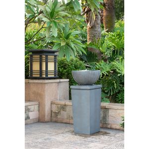 35.5\" Gray Polyresin Zen Bowl Outdoor Garden Water Feature Relaxing <b>Bird</b> Bath and <b>Bird</b> Feeder for Lawn and <b>Backyard</b> - Product Image 4
