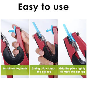 1 Pince à étiquettes auriculaires et 5 épingles, Dispositif de contrôle des animaux, Pince à épingles auriculaires en métal vert, Outil d'identification pour porcs, vaches, moutons, lapins - Product Image 3