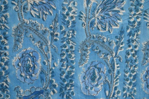 Blue Cotton Fabric Batik Pomegranate Floral Pattern Print Lightweight Textile for Girls Bags Home Decor-Eco-Friendly - Product Image 2