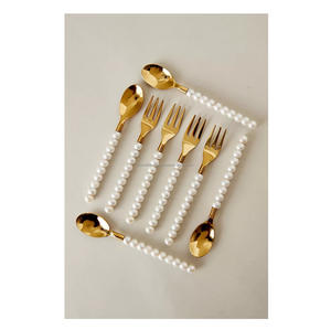 Ensemble de couverts en acier métal argent Couverts de cuisine café désert Couverts de table décoratifs légers en acier inoxydable pour événements - Product Image 2