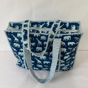 Handmade Safari Animal Print Quilted Cotton Shoulder Bag Women Large Capacity Travel Tote - Product Image 1