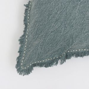 Handworked Edges and Fringe Stonewashed Linen 22X22 <b>Throw</b> <b>Pillow</b> Decorative & Stylish - Product Image 5