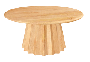 Mesa de Centro de Madera de Mango Sólida con Base Acanalada y Acabado Natural Blanqueado, Ecológica, Duradera y Moderna para Sala de Estar u Oficina - Product Image 2