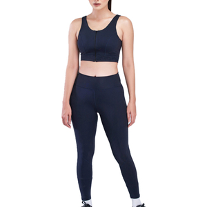 Hot Selling Summer Workout Yoga Sets for Ladies Custom Made Private Label with Front Logo Solid Pattern Bra and Yoga Set - Product Image 1
