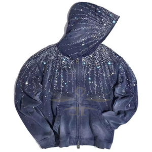 <b>Top</b> trending Sweatshirt <b>Men</b> Full <b>Zip</b> <b>Up</b> Rhinestone Hoodies breathable sustainable durable <b>Men</b> Full <b>Zip</b> Rhinestone Hoodies - Product Image 1