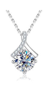 Pendentif solitaire en moissanite, taille ronde, forme goutte d'eau, sertissage griffe, plaqué argent 925, classique, pour femme, charme de fiançailles - Product Image 2