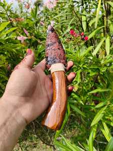 Cuchillo de Obsidiana Caoba Natural con Punta de Flecha, Hecho a Mano, Piedra de Pedernele, Forma Libre, Arte Coleccionable, Caza Primitiva - Product Image 2