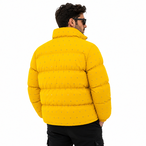 Custom Men Yellow Puffer <b>Jacket</b> Winter Quilted Bubble Coat Lightweight Warm Insulated <b>Zip</b> <b>Up</b> <b>Jacket</b> OEM ODM Wholesale Fectory - Product Image 4