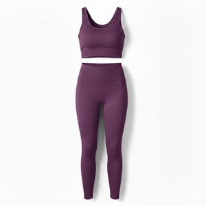 Conjunto Deportivo de Alta Calidad para Mujer, Ropa de Yoga, Ropa Deportiva, Ropa Atlética, Transpirable, Conjuntos de Yoga Morados para Gimnasio, Fitness para Mujer - Product Image 2