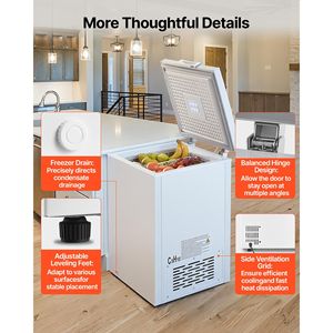 Compact 3.3 Cu.ft Mini <b>Freezer</b> with Top Open Door and 2 Removable Baskets Free Standing Chest <b>Freezer</b> with Adjustab - Product Image 6