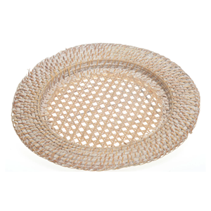 Set de table en rotin naturel tressé écologique blanchi, assiettes de présentation en osier fabriquées par des artisans vietnamiens, décoration de table durable - Product Image 2