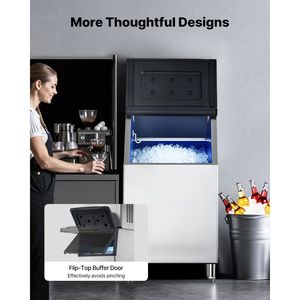 Attrezzatura di Refrigerazione per Cucine Commerciali, Macchina per il Ghiaccio in Acciaio Inox con Contenitore di Stoccaggio, Capacità 300 LBS, Design Antiscivolo Regolabile - Product Image 5