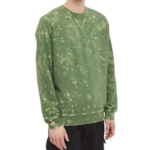 Sudadera de Cuello Redondo con Estampado Tie Dye para Hombre, Corte Regular, Tejida, 100% Algodón, Estilo Casual Otoñal, Color Verde - Product Image 4