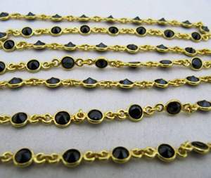 Cadena de Plata de Ley 92.5% con Circonitas Negras Redondas de Corte Diamante de 4mm, Se Vende por Pie - Product Image 4